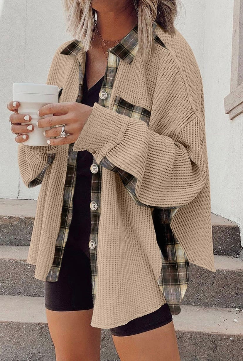 Waffle Knit Plaid Thermal