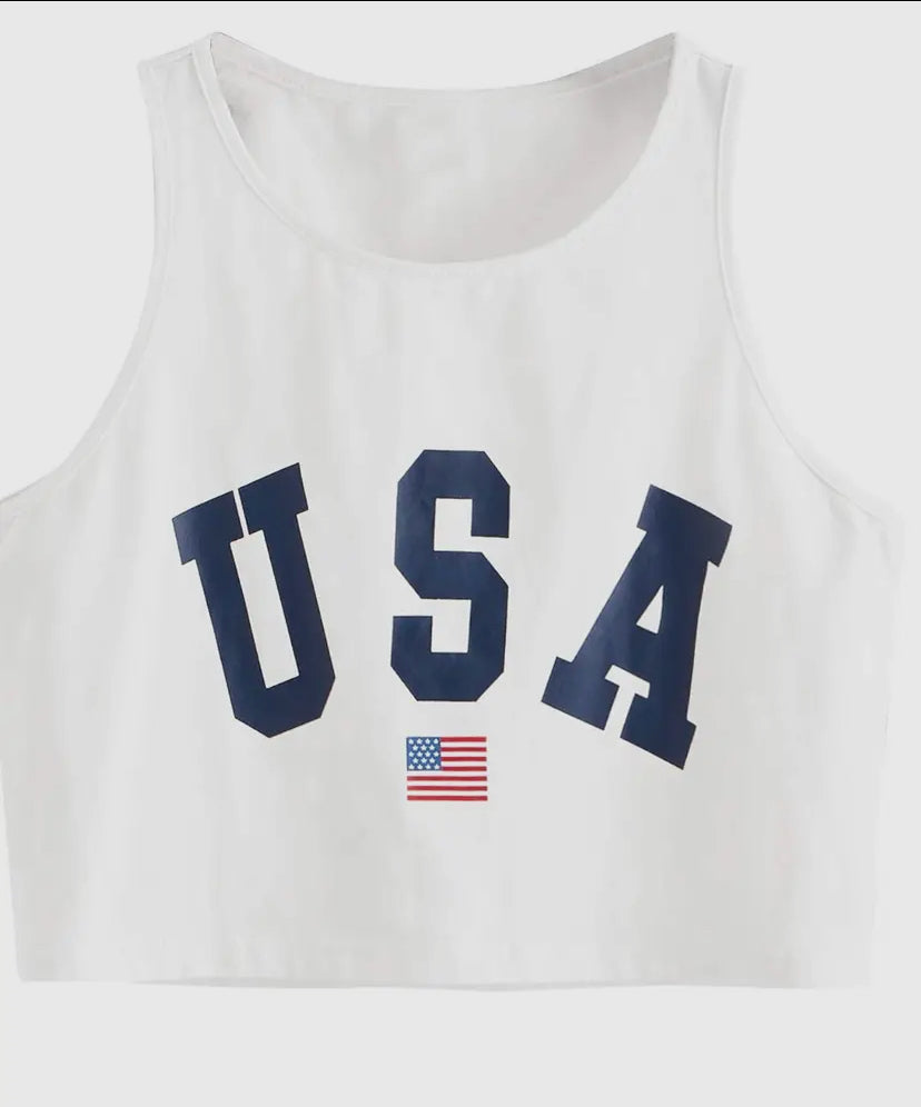 USA Crop Tank Top